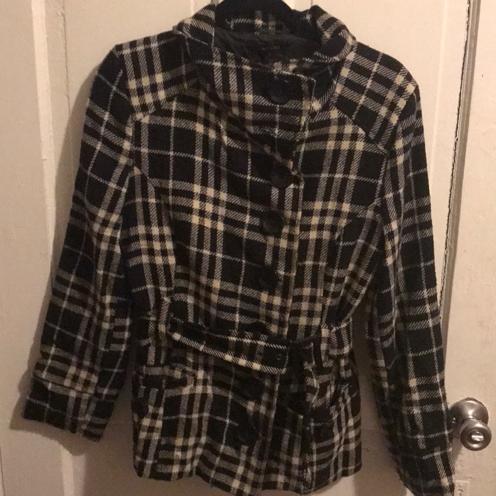 Black and white pea coat
